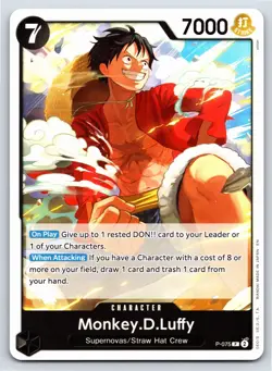 One Piece - P-075 - Monkey.D.Luffy - P - Promo US Seller - Image 1