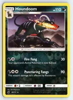 Houndoom 59/111 Reverse Holo SM - Crimson Invasion Pokemon Card TCG - Image 1