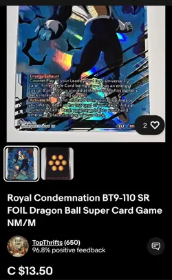 Dragon Ball Super Card Game Lot ×10 Cards Total NM/M - Image 2