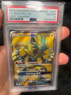 2018 Pokemon Sun & Moon Lost Thunder Full Art / Zeraora GX #201 PSA 10 GEM MINT - Image 1