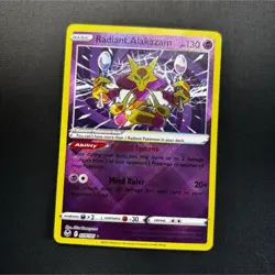 Pokemon Radiant Alakazam 059/195 Silver Tempest Radiant Rare Holo Psychic TCG - Image 1