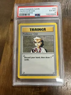 Graded PSA 6 1999 Pokemon Game Professor Oak Shadowlesss #88 - Image 1