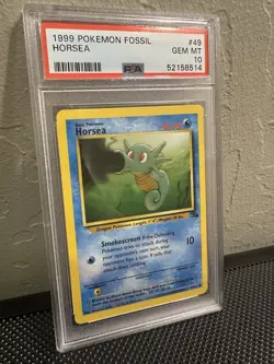 1999 Pokemon Fossil #49 Horsea English 49/62 Unlimited - PSA 10 GEM MINT - Image 1