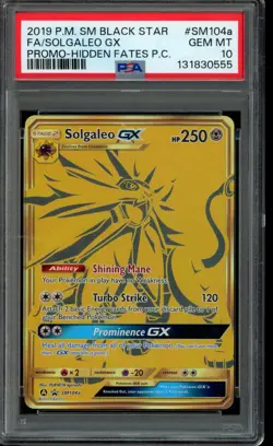 2019 POKEMON SM BLACK STAR PROMO #SM104A FULL ART/SOLGALEO GX PSA 10 - Image 1