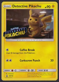 Pokemon Detective Pikachu SM190 Stamped Holo Black Star Promo - Image 1