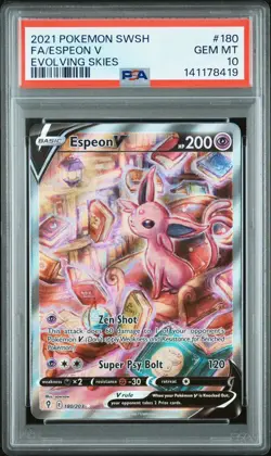 Pokemon TCG 2021 Espeon V 180/203 Alt Art Evolving Skies GEM MINT PSA 10 - Image 1