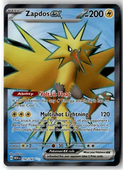 Zapdos ex ⭐ 192/165 Holo Ultra Rare 151 2023 Pokemon NM - Image 1