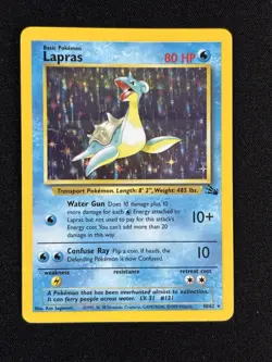 Pokemon Lapras 10/62 Fossil Holo Rare Unlimited 80 HP - Image 1