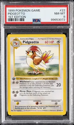 1999 POKEMON BASE SET 1ST EDITION #22 PIDGEOTTO PSA 8 - Image 1