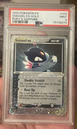 2004 Pokemon EX Ruby and Sapphire Sneasel 103/109 PSA 9 Mint - Image 1