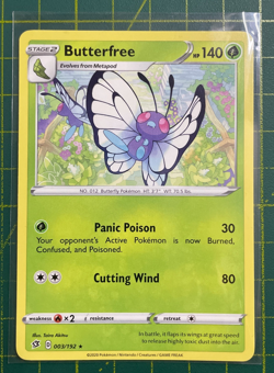 Pokemon TCG Butterfree Rebel Clash 003/192 Regular Rare Near Mint - Image 1