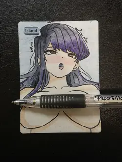 Magic MTG Altered Island / Land Card | Original Hand Drawn & Colored Anime Girl - Image 2