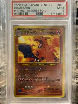 2000 Pokemon Japanese Neo 2 Promo 006 Charizard Reverse Foil PSA 9 MT - Image 1