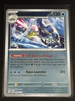 Pokemon TCG Mega Evolution Clawitzer Reverse Holofoil 038/132 NM Rare - Image 1