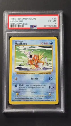 PSA 6 Magikarp 35/102 Shadowless Common Pokemon 1999 - Image 1