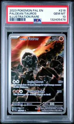 2023 Pokemon Pal EN-Paldea Evolved Paldean Tauros #218 Illustration Rare PSA 10 - Image 1