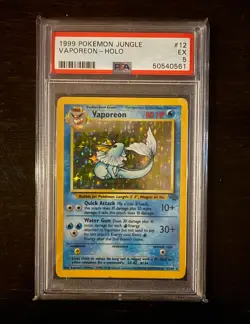 Pokemon 1999 Jungle Unlimited Vaporeon Holo 12/64 PSA 5 EX - Image 1