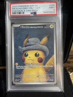 2023 Pokemon SVP Black Star Promo #085 Van Gogh Pikachu with Grey Felt Hat PSA 9 - Image 1
