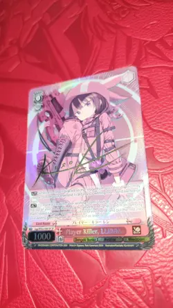 Weiss Schwarz Dengeki Bunko SAO Player Killer Llenn SP Foil Signed - Image 3
