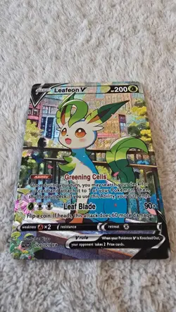 ART CARD ~ Pokemon TCG Vibrant Color Leafeon V Illustration Immersive TEXTURED - Image 5
