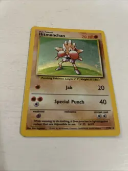 Hitmonchan 7/102 Holo Rare Base Set Unlimited - Pokemon Card WOTC MP - Image 1