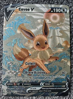 ART CARD Pokemon TCG Ocean Wave Eevee V Illustration Immersive TEXTURED - Image 1