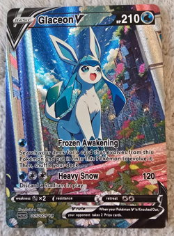 ART CARD ~ Pokemon TCG Vibrant Color Glaceon V Illustration Immersive TEXTURED - Image 1