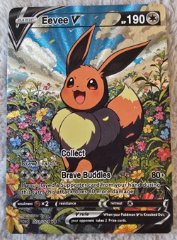 ART CARD ~ Pokemon TCG Vibrant Color Eevee V Illustration Immersive TEXTURED - Image 1
