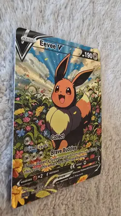 ART CARD ~ Pokemon TCG Vibrant Color Eevee V Illustration Immersive TEXTURED - Image 4