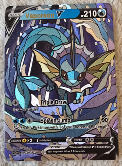 ART CARD ~ Pokemon TCG Stained Glass Mosaic Vaporeon V Illustration TEXTURED - Image 1