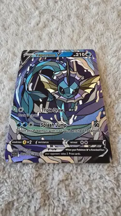 ART CARD ~ Pokemon TCG Stained Glass Mosaic Vaporeon V Illustration TEXTURED - Image 3