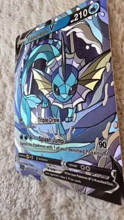 ART CARD ~ Pokemon TCG Stained Glass Mosaic Vaporeon V Illustration TEXTURED - Image 5