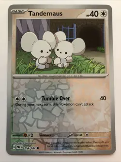 Pokemon TCG Paradox Rift Tandemaus Reverse Holofoil 154/182 NM - Image 1