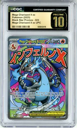 CGC Pristine 10 Pokemon TCG Mega Charizard X ex 023 Mega Evolution Promo Holo - Image 1