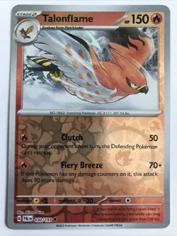 Pokemon TCG Paldea Evolved Talonflame Reverse Holofoil 030/193 NM - Image 1