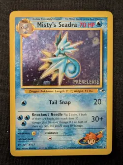 Pokemon TCG Misty's Seadra Holo Rare Gym Heroes Prerelease 9/132 LP - Image 1