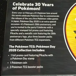 Pokemon Day 2026 Collection 30th Anniversary Pikachu Promo Coin 3 Booster Packs - Image 3