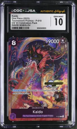 One Piece CS 2023 Celebration Pack CGC 10 Kaido - David Sobolov Auto - Image 1