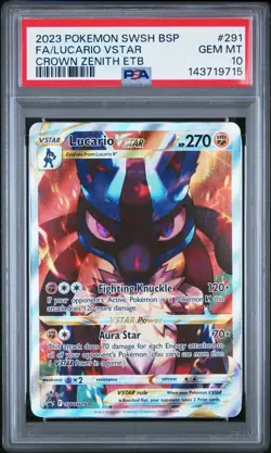 PSA 10 2023 Pokemon Lucario VSTAR SWSH291 Black Star Promo Crown Zenith Gem Mint - Image 1