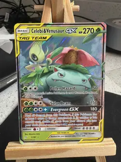 NM! Celebi & Venusaur GX (1/181) S&M Tag Team Team Up Ultra Rare Pokemon Card! - Image 4