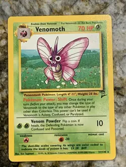 Venomoth 31/130 Base Set 2 Pokemon TCG Card Near Mint Unlimited Edition - Image 1