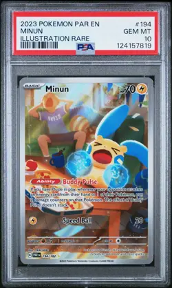 Pokemon Graded Card - PSA Gem Mint 10 Minun 194/182 IR - Paradox Rift - Image 1