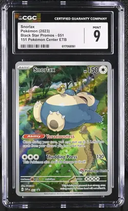 Snorlax 051 151 Pokemon Center Etb Black Star Promos Pokemon CGC 9 Mint *061 - Image 1
