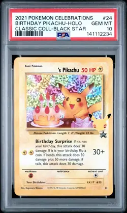 Birthday Pikachu Holo 24 Celebrations Classic Collection Pokemon PSA 10 *234 - Image 1