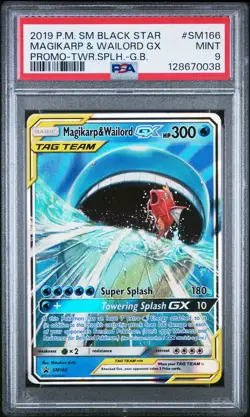 2019 POKEMON SM BLACK STAR PROMO #SM166 MAGIKARP & WAILORD GX PSA 9 - Image 1