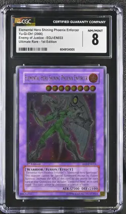 E Hero Shining Phoenix Enforcer EOJ-EN033 1st Ed Ultimate Rare Yugioh CGC 8 - Image 1