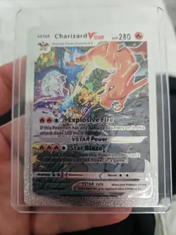 Charizard VStar Silver Foil Fan Art Vinyl Pokemon HP280 Textured Collector Card - Image 1