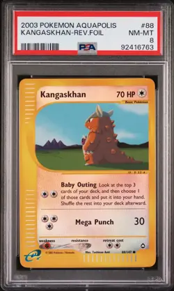 Pokemon WotC Aquapolis Reverse Holo Card #88 Kangaskhan PSA 8 - Image 1