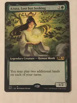 Magic The Gathering Core 2021 M21 Azusa Lost But Seeking Extended Art Green - Image 1