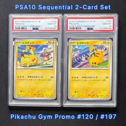 PSA10 Pikachu Gym Promo 120 & 197/SV-P 2023 2024 Sequential Set Pokemon Japanese - Image 1